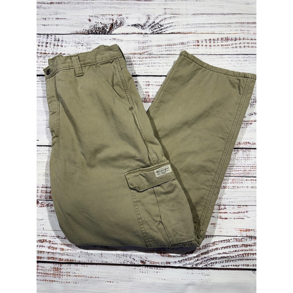 Wrangler Authentics Fleece Lined Cargo Pants Mens 36x32 Olive Khaki 70FLWBH